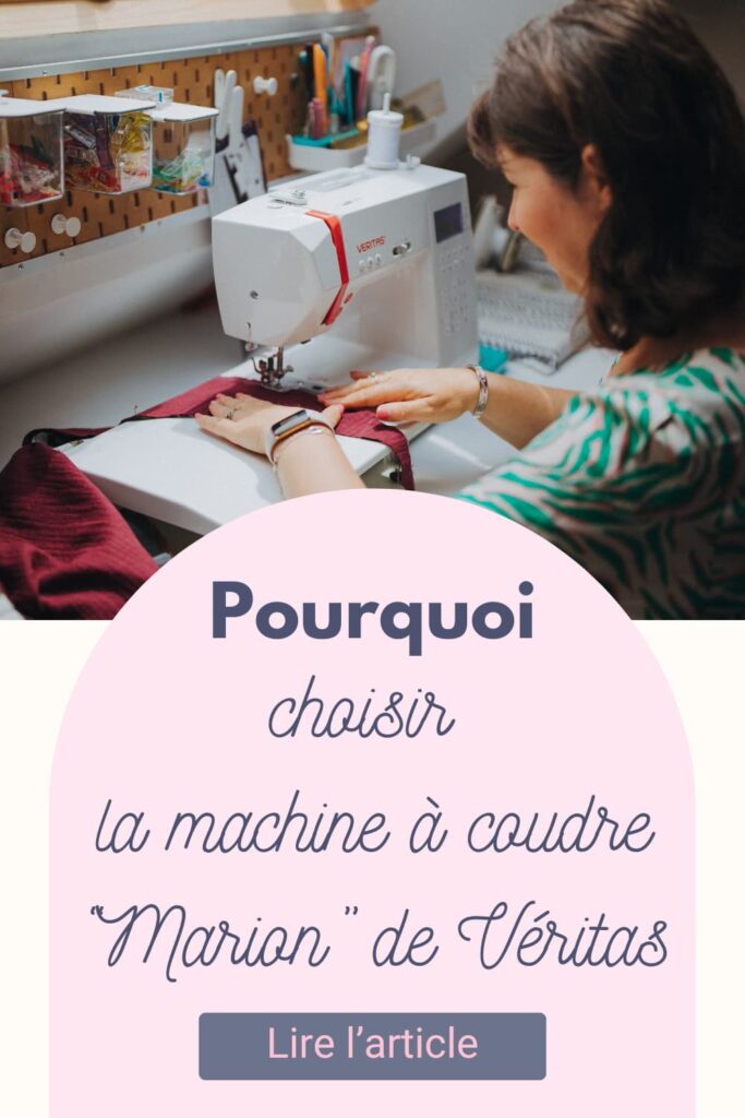 Dans l'atelier Maison Pivoine avec sa machine à coudre