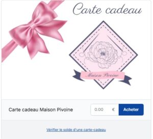 Carte cadeau Maison Pivoine