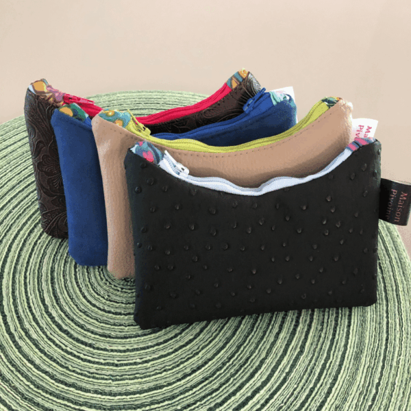 Porte-monnaie demi lune maison pivoine