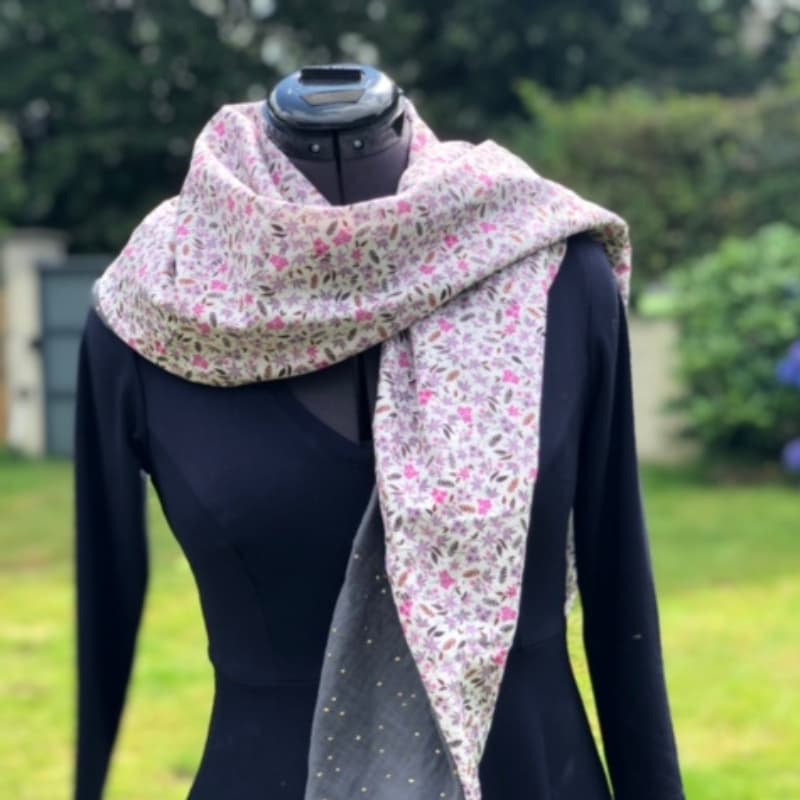 Echarpe femme rose et gris fabrication française