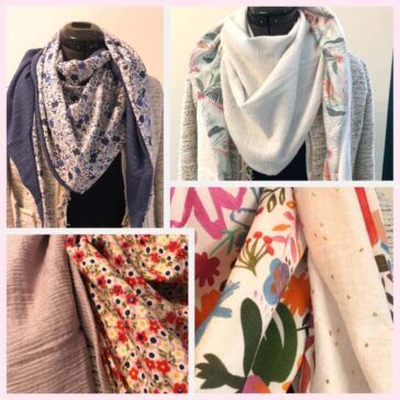 gaze de coton : echarpe femme de forme triangulaire