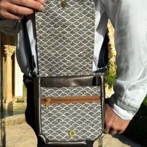sacoche homme marron en simili cuir avec rabat