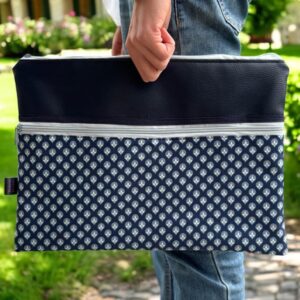 housse ordinateur portable bleue avec poche zippée - Fabrication française - Maroquinerie quimperlé