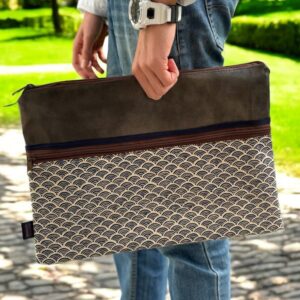 housse ordinateur portable marron avec poche zippée - Fabrication française - Maroquinerie quimperlé