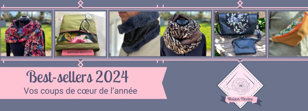Best-sellers 2024 : les différentes créations 2024, vos préférés, écharpes, pochette à livres, snood homme, creatrice à quimperlé