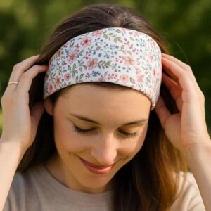 bandeau plat femme aux motifs floraux cousu à la main