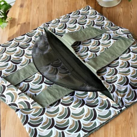 sac à tarte vert, tissu enduit, fait main france