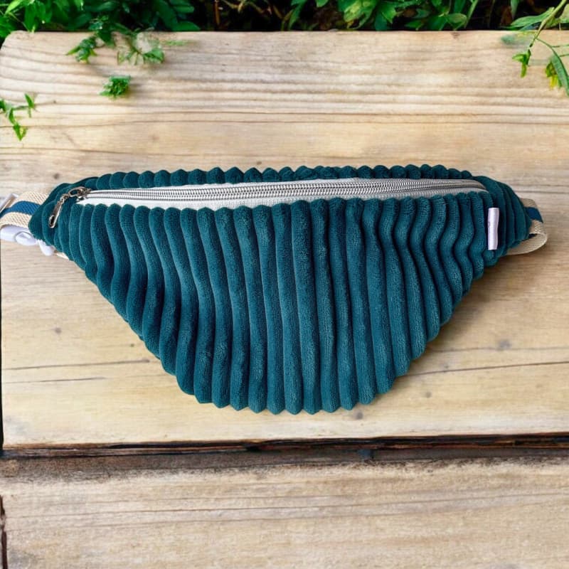 sac banane velours bleu
