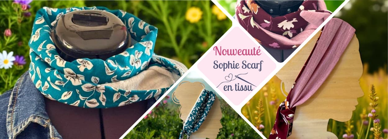 echarpe sophie scarf en tissu réversible fabriquée à la main par Maison Pivoine