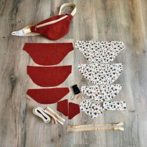 kit-couture-pret-a-coudre-sac-banane kit couture sac banane femme velours terra cotta et coton leopard