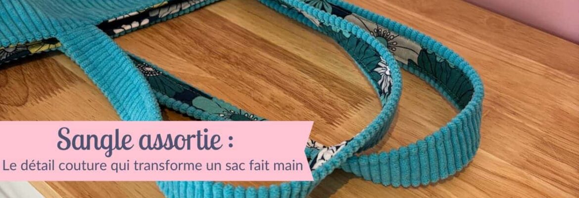 Sangle assortie au sac cabas de Maison Pivoine, en velours et tissu imprimé