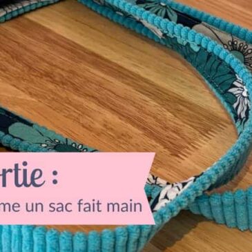 Sangle assortie au sac cabas de Maison Pivoine, en velours et tissu imprimé