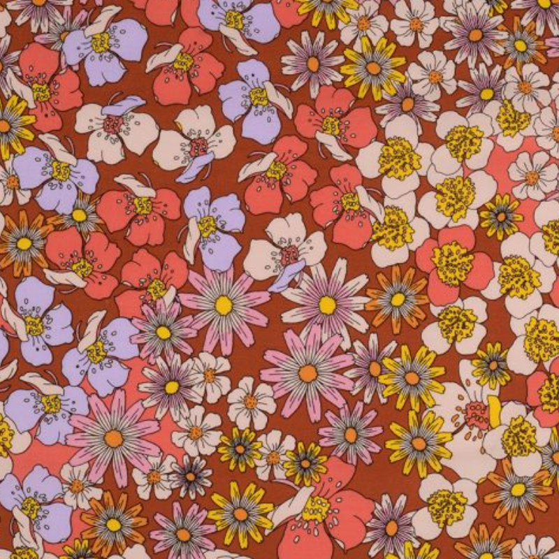 Fleurs fond terracotta