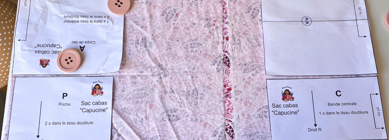 patron du sac cabas posé sur du tissu