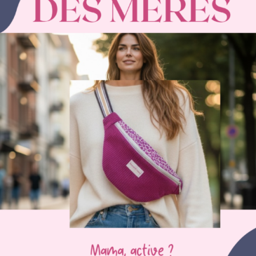 Sac banane rose framboise velours côtelé fait main Maison Pivoine, idée cadeau fête des mères artisanal et unique