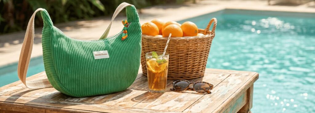 sac croissant posée sur une table en bois