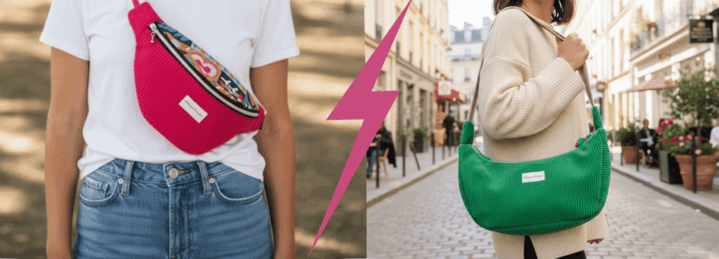 sac banane porté conter un sac croissant porté