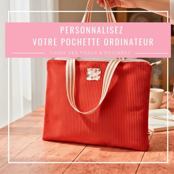 Pochette ordinateur personnalisée en velours côtelé "Gylcine"