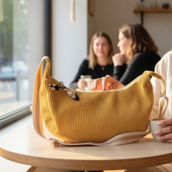 Sac croissant femme en velours "Cosmos"